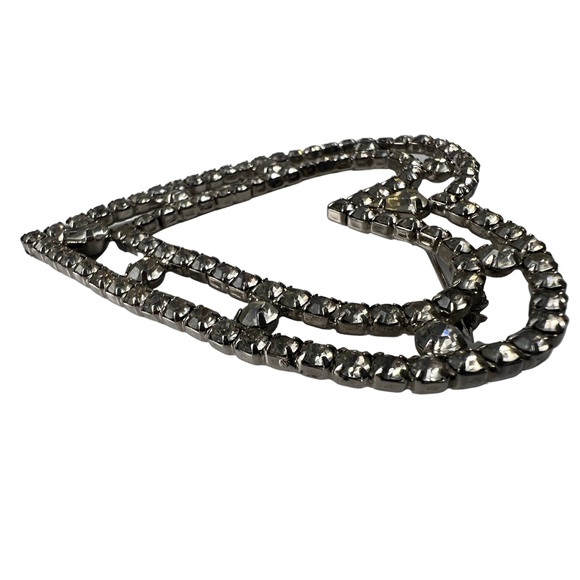 Vintage Oversized RARE Rhinestone Heart Brooch - Picture 3 of 11